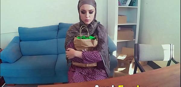 Job Seeking Arabian in Hijab Sucks For Food Money